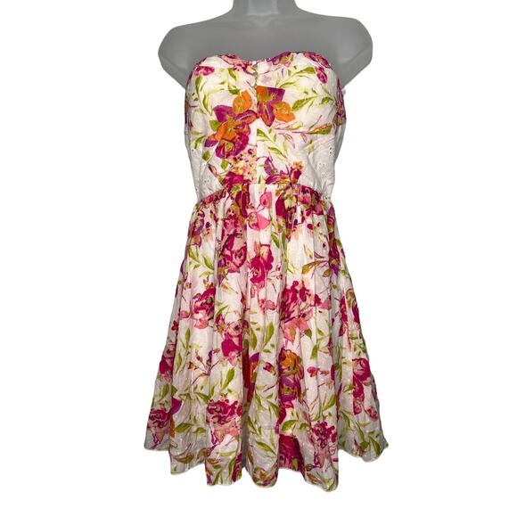 Speechless Strapless Mini Dress Size 7 Cute Retro Floral Style Summer Party - Picture 1 of 8